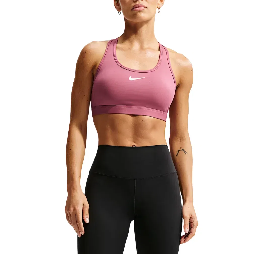 Бюстгальтер Swoosh Medium-Support Padded Sports Bra 'Pink Smoke White' Nike, Pink Smoke/White — фото 3