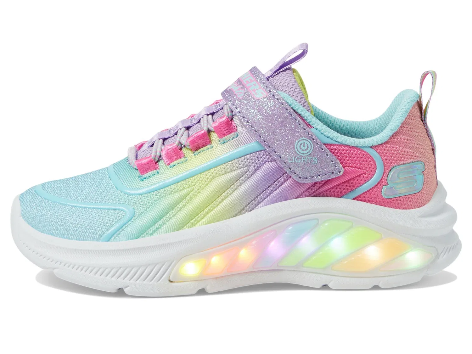 Детские кроссовки для девочек с подсветкой Skechers Rainbow Cruisers, Lavender Multi — фото 4
