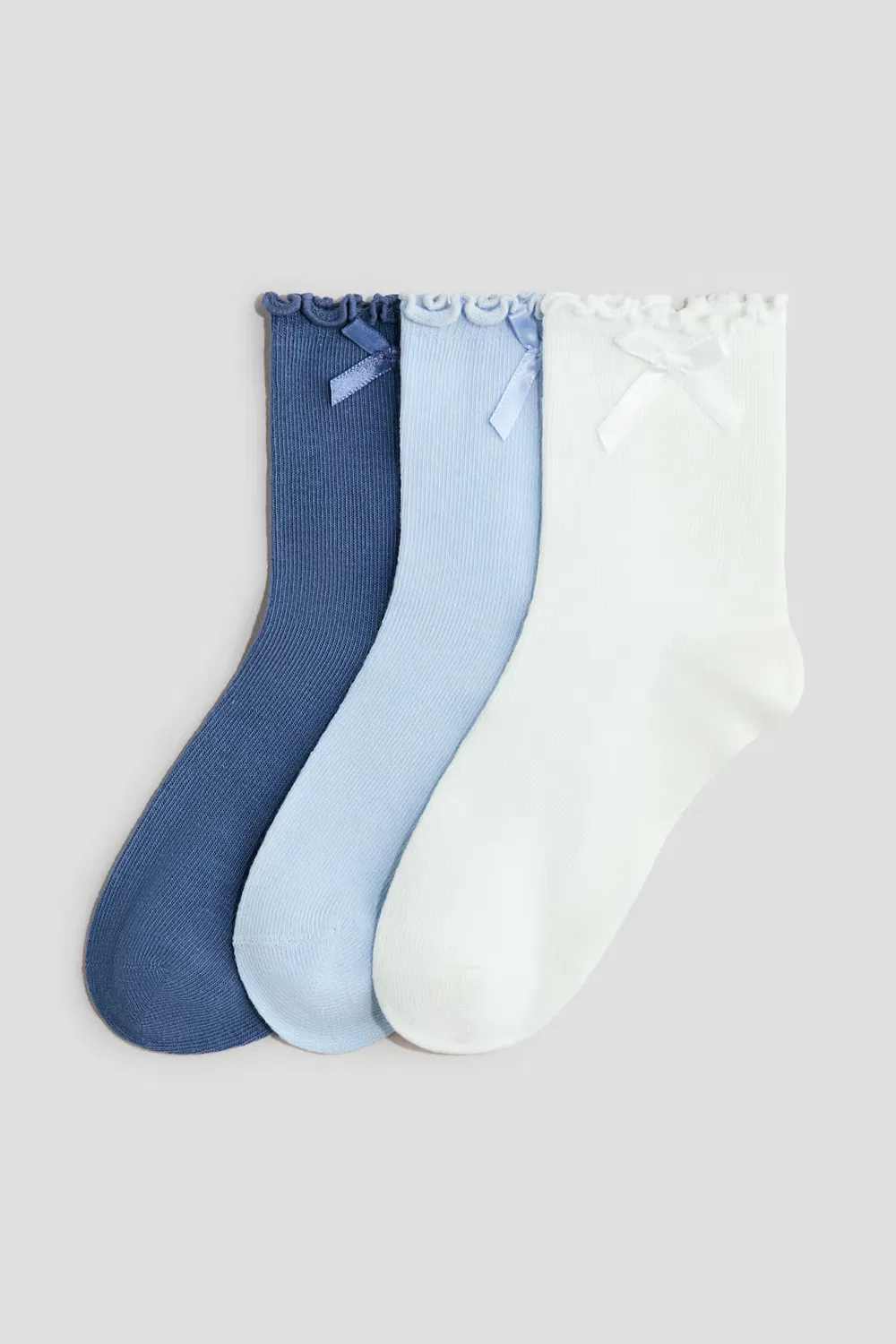 Набор из 3 пар носков с оборками H&M, Hellblau/Dunkles Mattblau