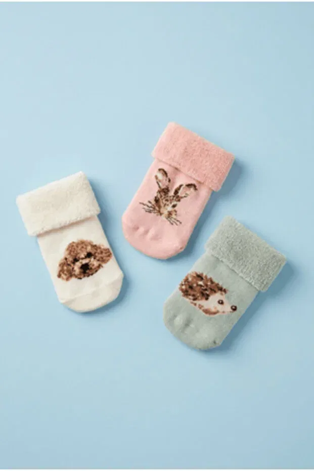 Детские носки для девочек с животными принтом 3 пары Bony Socks, Patterned