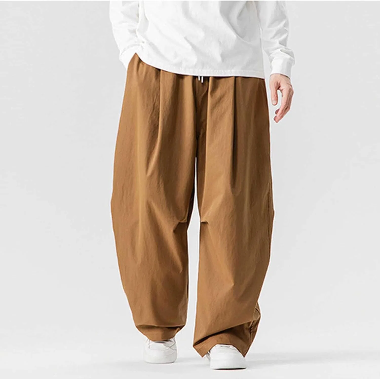 Мужские свободные брюки с эластичным поясом, модель Hippie Pant, хаки — фото 4
