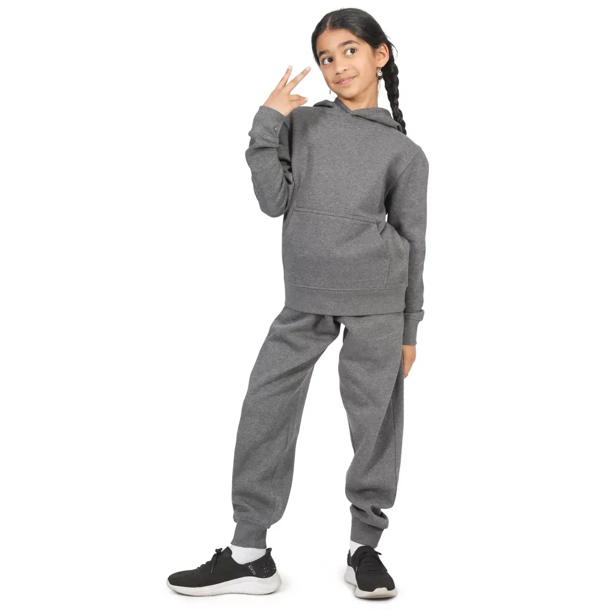 Детский пуловер-худи с капюшоном из флиса Everyday Kids, Charcoal Gray — фото 2