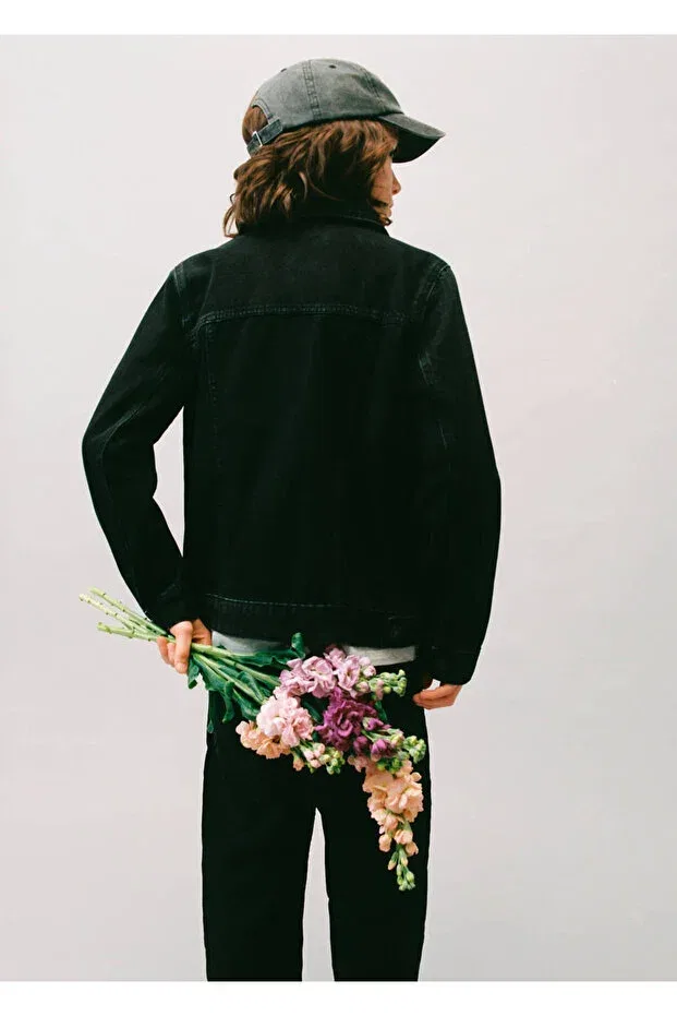 Детская куртка для девочек джинсовое Mango Kids, Black Denim — фото 3