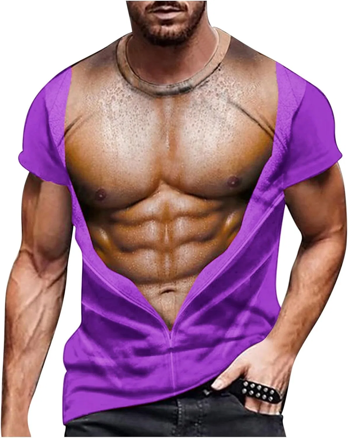 Мужская футболка с графическим принтом, Loose Fit, #F19-purple