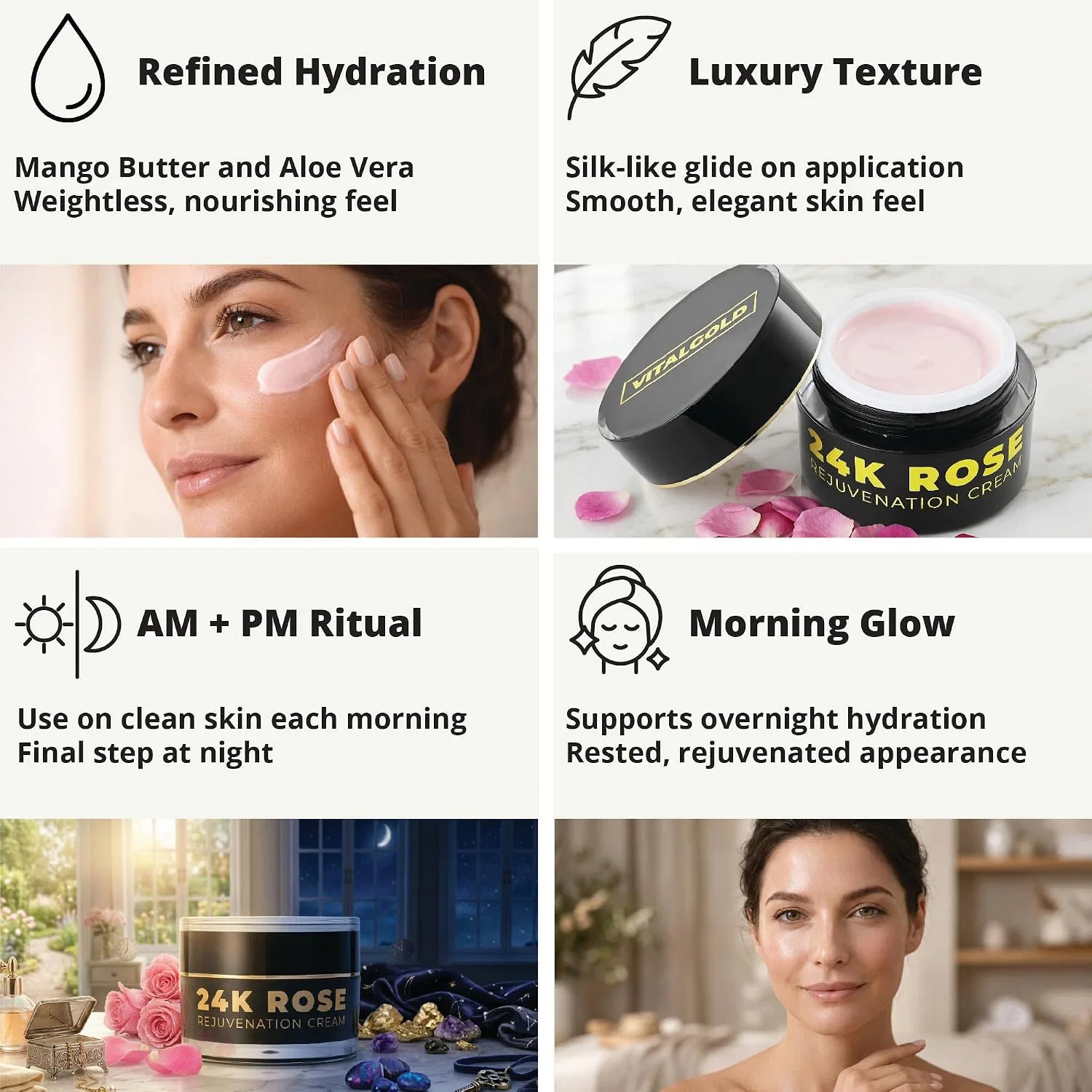 Крем для лица с коллоидным золотом и розовым маслом Vital Gold, 50 мл — фото 2
