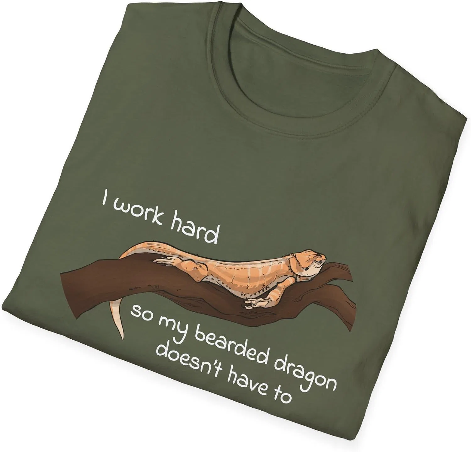 Футболка с принтом Funny Bearded Dragon, хаки — фото 4
