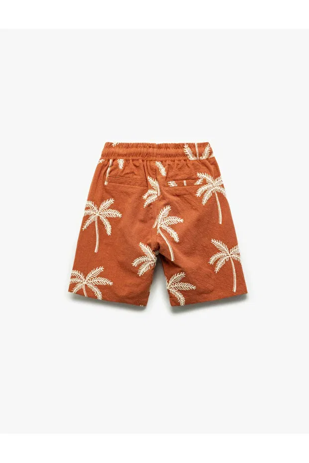 Детские шорты для мальчиков хлопковые Palm embroidery detailed waist tie pocket cotton shorts Koton, Kdm — фото 4