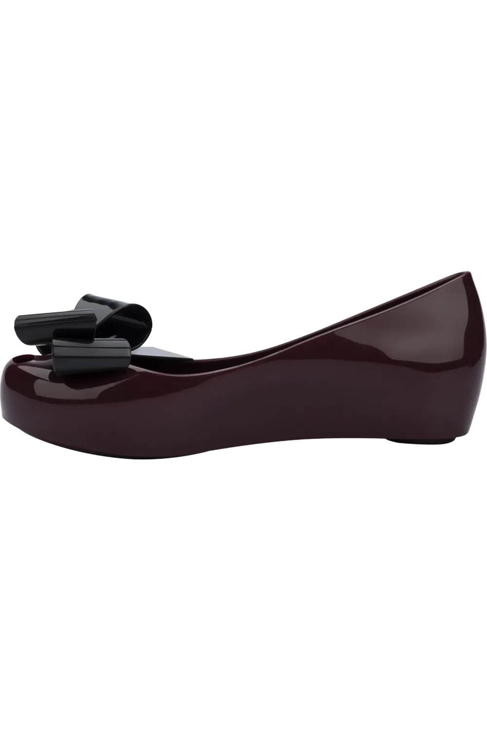 Детские туфли балетки с бантом из ароматизированного ПВХ Ultragirl Classic Mini Melissa, бордовый/черный — фото 2