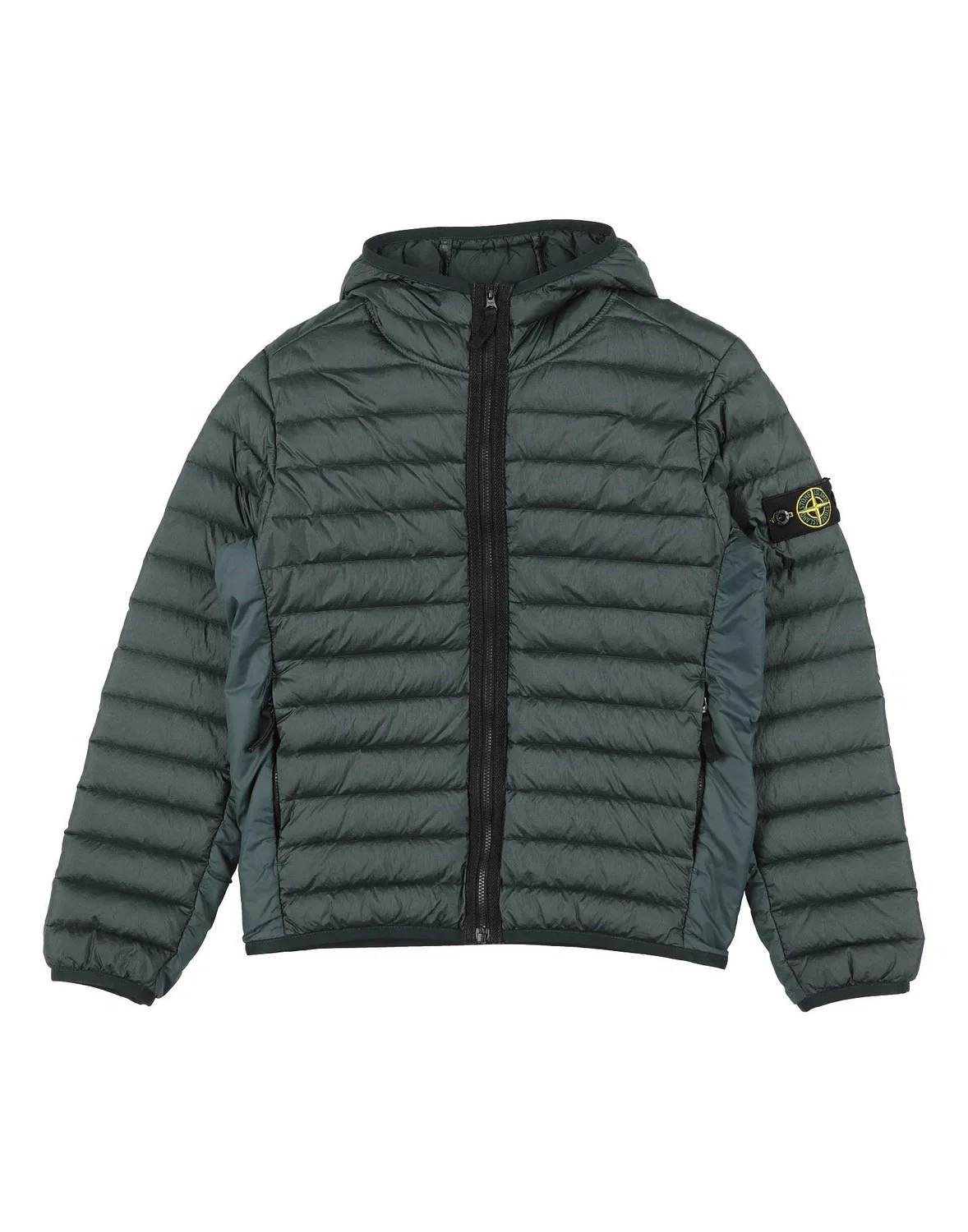 Детское пуховое пальто для мальчиков с капюшоном Stone Island Junior, темно-зеленый