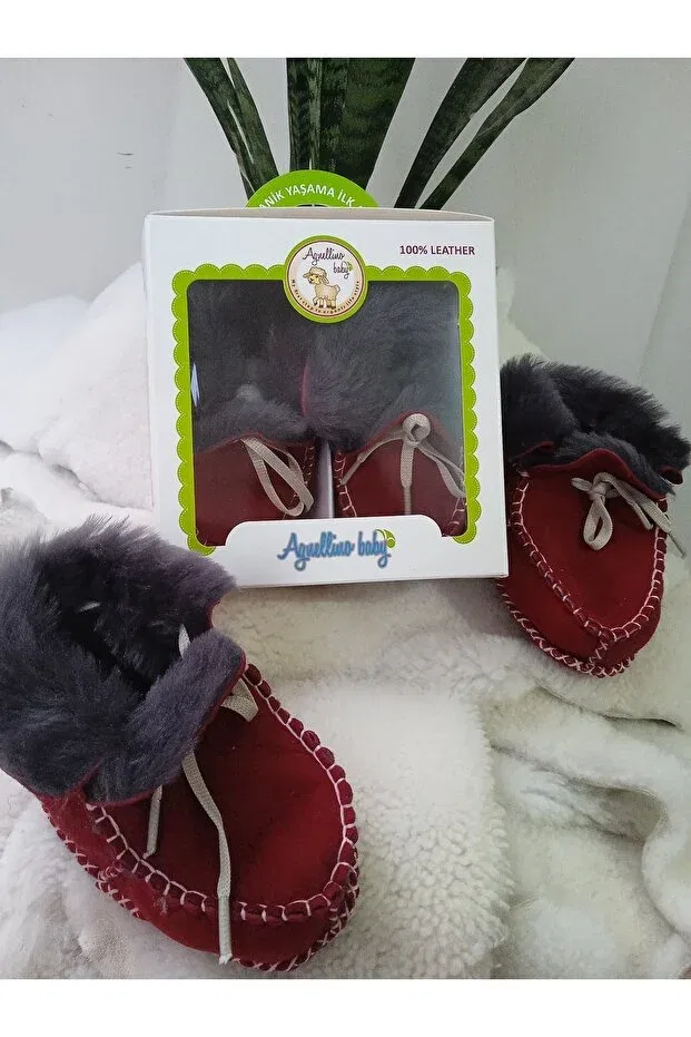 Детские пинетки из натуральной кожи Agnellino Baby, Red