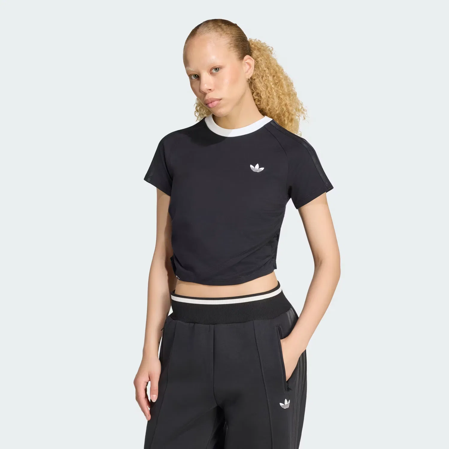 Женская футболка со складками-водопадом Adidas Originals by Jennie Layered Tee, черный