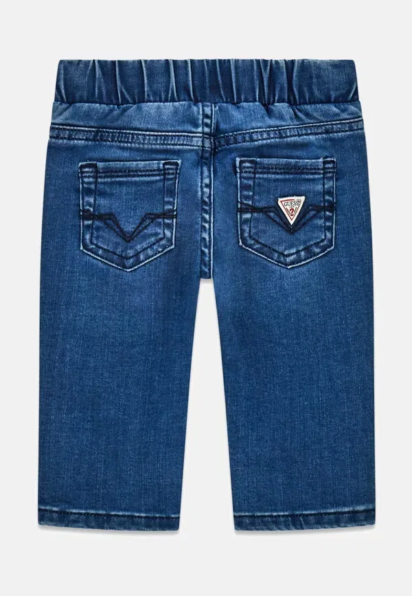 Джинсы Guess с принтом медведя, slim fit, синие — фото 4