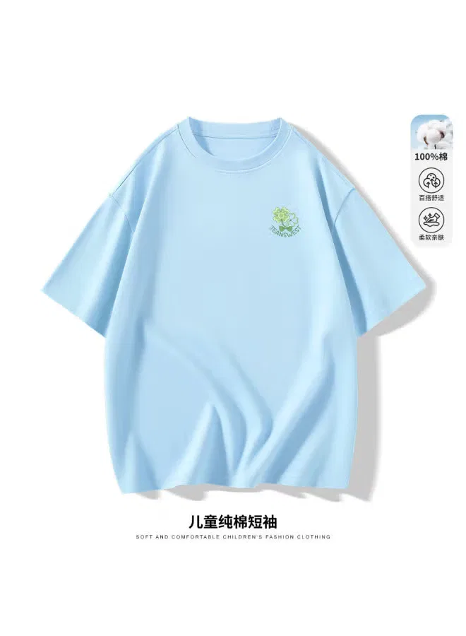 Футболка с коротким рукавом с цветочным принтом хлопковая Jeanswest, синяя — фото 2