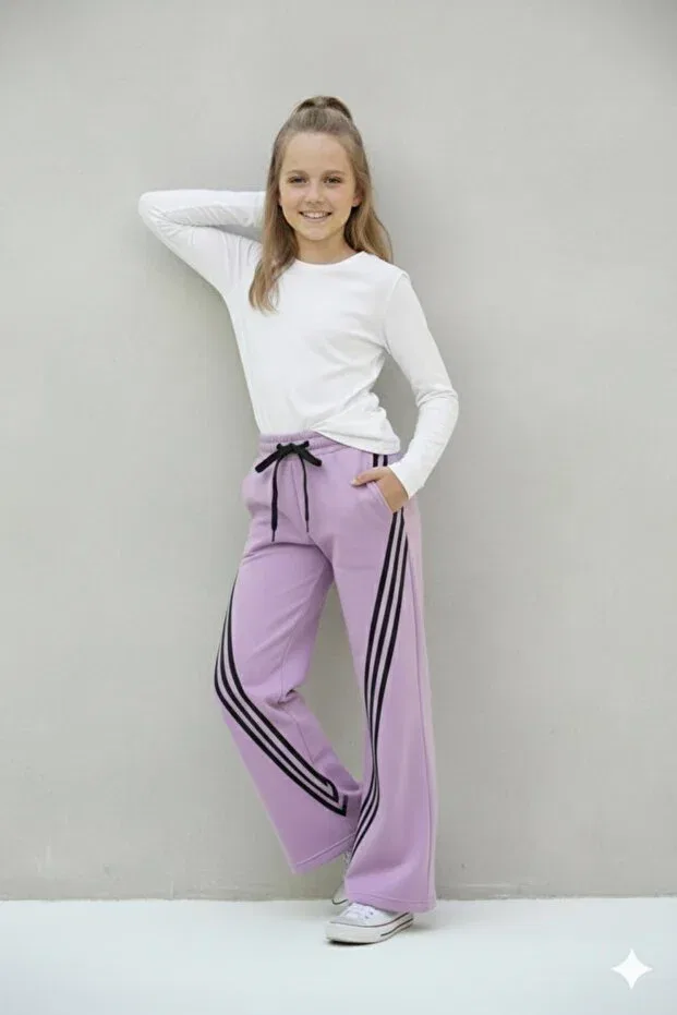 Детские спортивные штаны для девочек на флисе с утеплением Asyakids Club, Lilac — фото 4