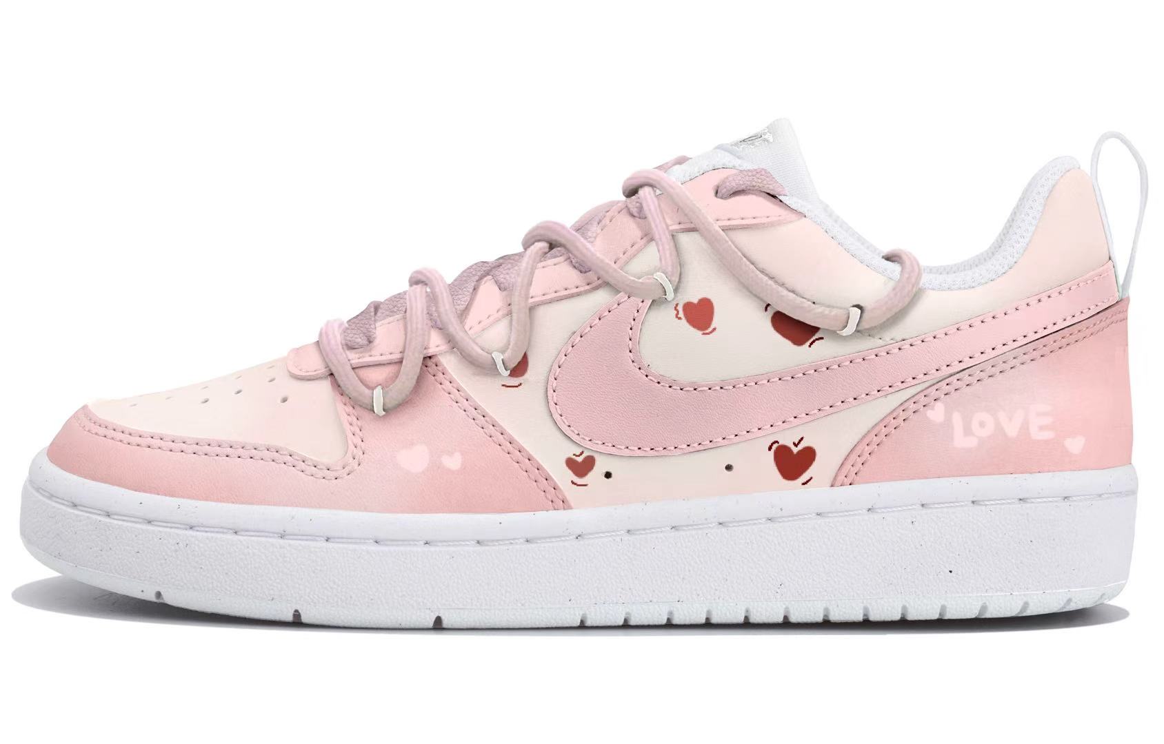 

Nike Court Borough низкие скейтерские кроссовки белые розовые детские