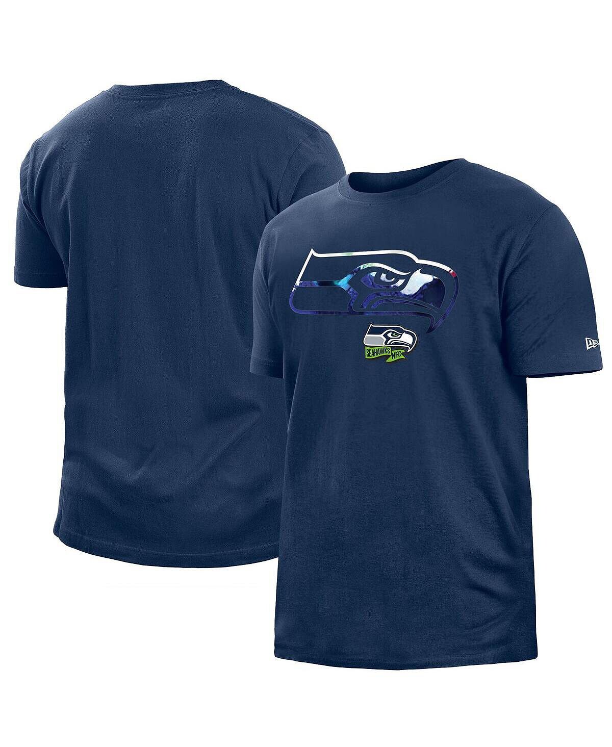 

Футболка men's college navy seattle seahawks 2022 sideline ink dye New Era, синий