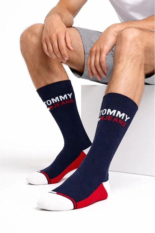 Женские хлопковые носки с принтом Tommy Hilfiger, Navy Blue
