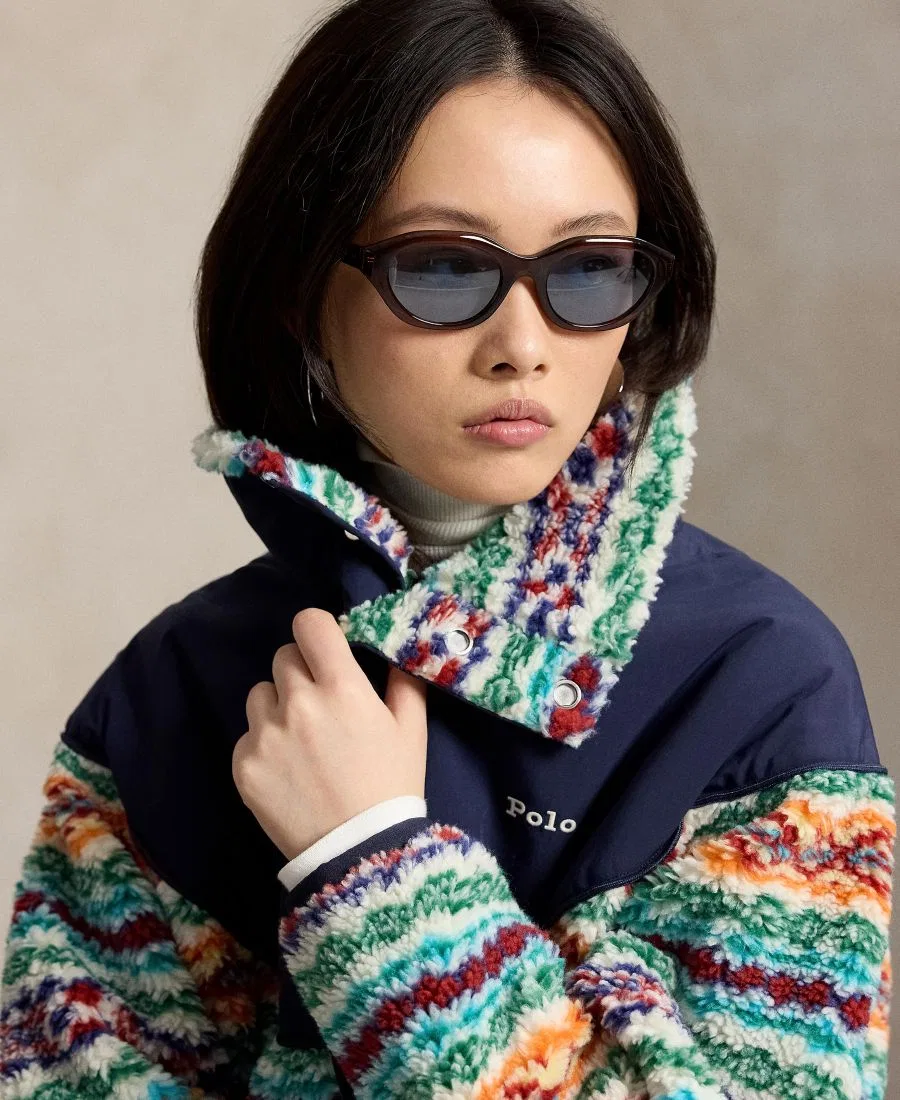 Женская куртка Fair Isle с воротником-стойкой Polo Ralph Lauren, Blue Multi — фото 3