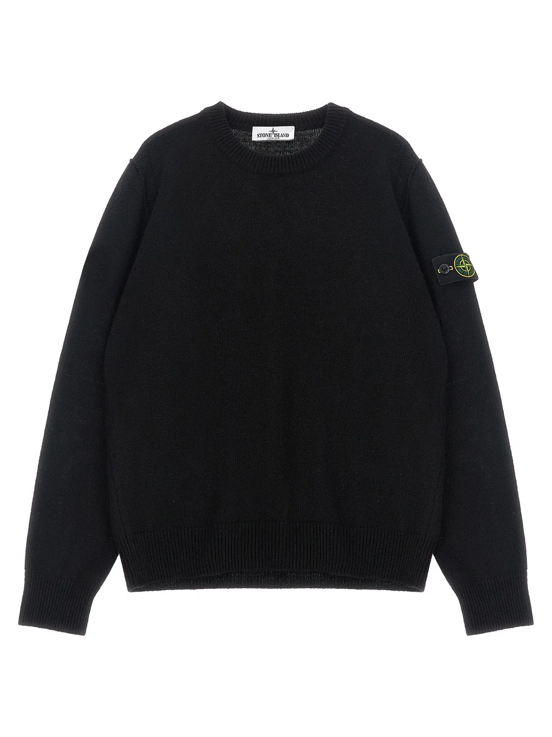 Свитер с логотипом-значком Stone Island Junior, черный