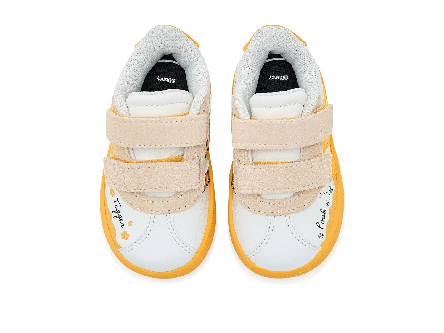 Кроссовки Disney Vl Court 3.0 Hook & Loop (для младенцев и малышей) Adidas Kids, Off-white/Crew Yellow/Black — фото 3