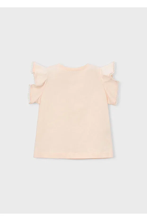 Детская футболка для девочек с кружевной отделкой Mayoral, Nude Color — фото 4