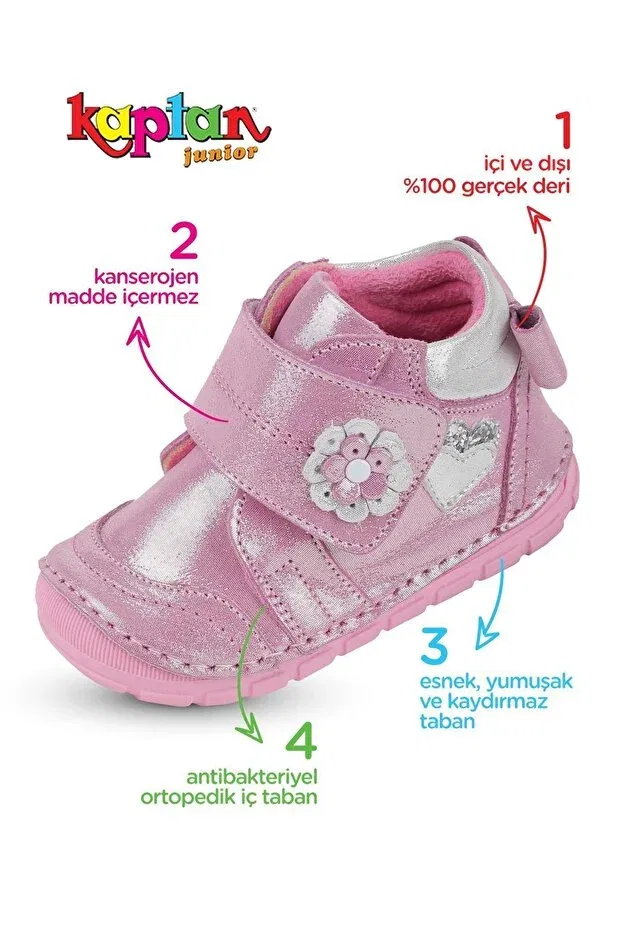 Детские ортопедические ботинки для девочек из натуральной кожи Kaptan Junior, Pink — фото 2