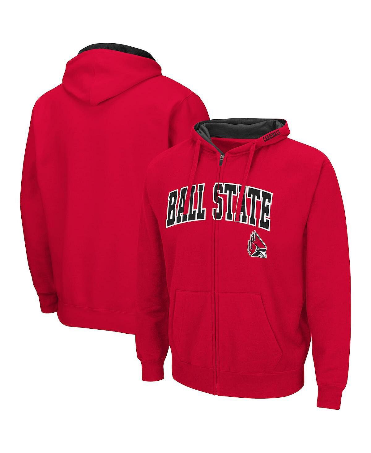 

Мужская худи cardinal ball state cardinals arch & logo 3.0 с молнией во всю длину Colosseum