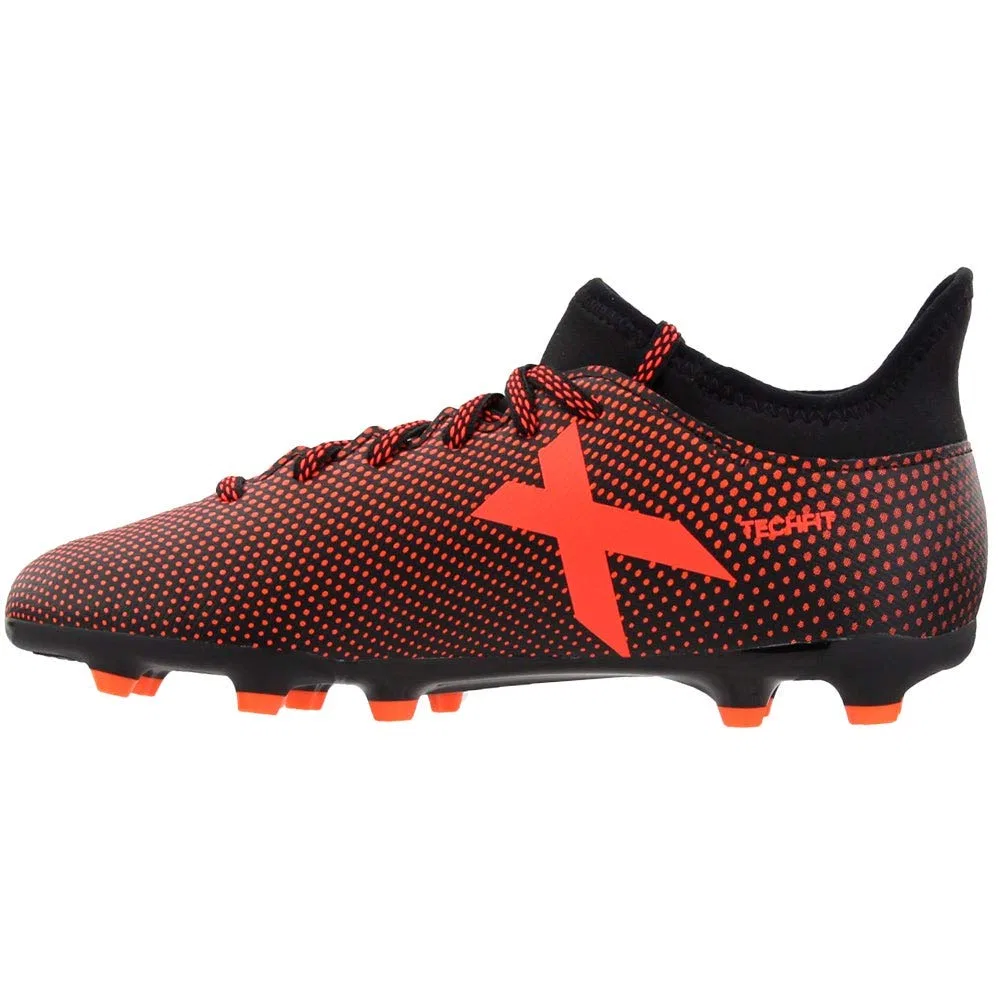 Детские футбольные бутсы для мальчиков с длинным шнурком X 17.3 Fg J Adidas, Black Solar Red Solar Orange — фото 4