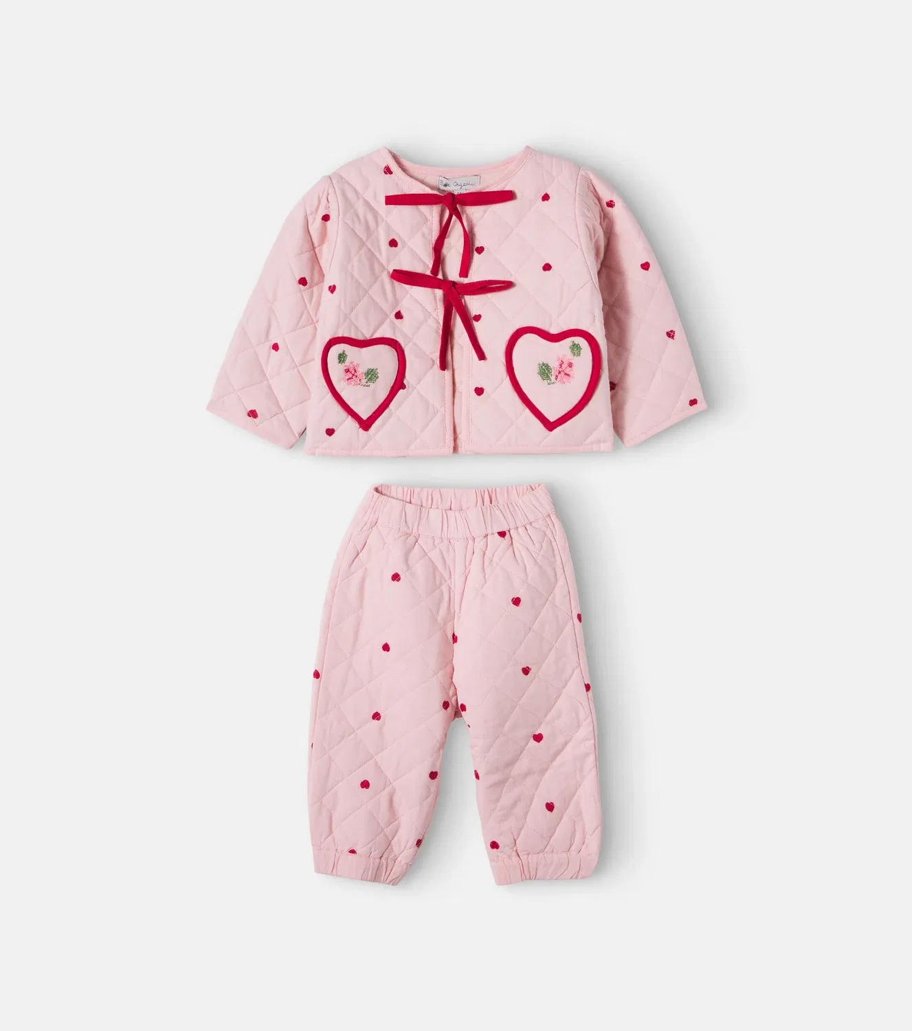 Комплект из стеганой куртки и брюк из хлопка Baby Rose Bebe Organic, розовый — фото 4