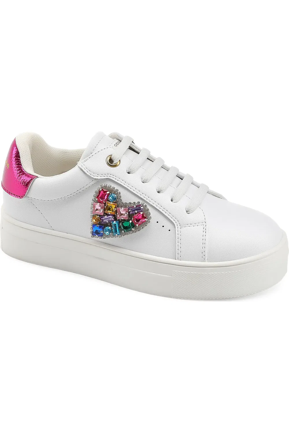 Детские кеды на молнии с кристаллами Laney Love Heart Kurt Geiger London, белый
