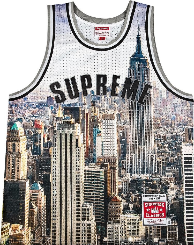 

Футболка Supreme x Mitchell And Ness Basketball Jersey 'Skyline', разноцветный, Серый, Футболка Supreme x Mitchell And Ness Basketball Jersey 'Skyline', разноцветный