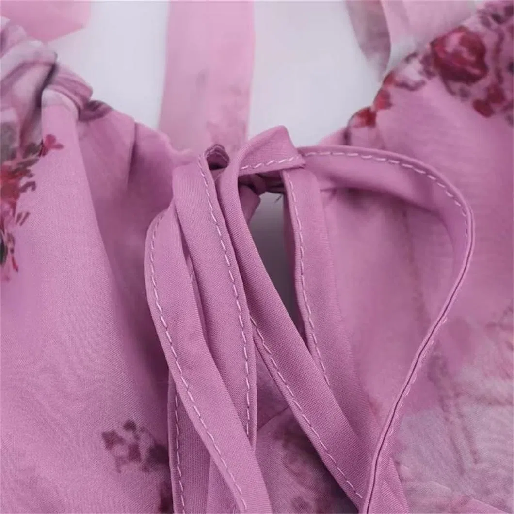 Женское платье миди с цветочным принтом из органзы Halter, Pic Color — фото 4