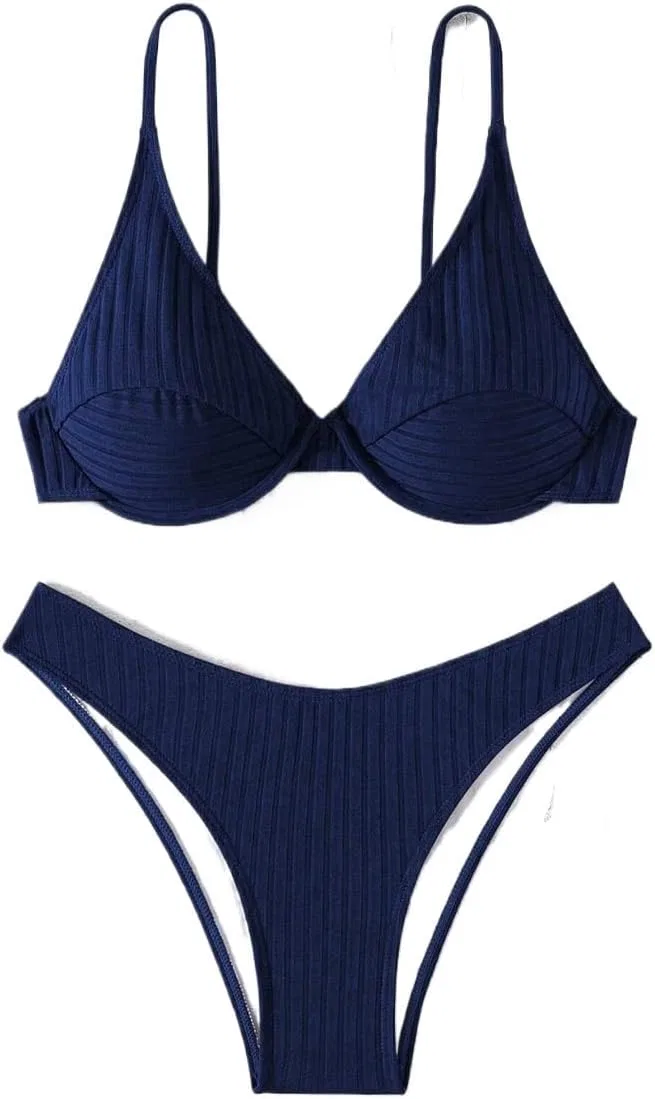 Женский бикини-сет с завышенной талией, Navy Blue