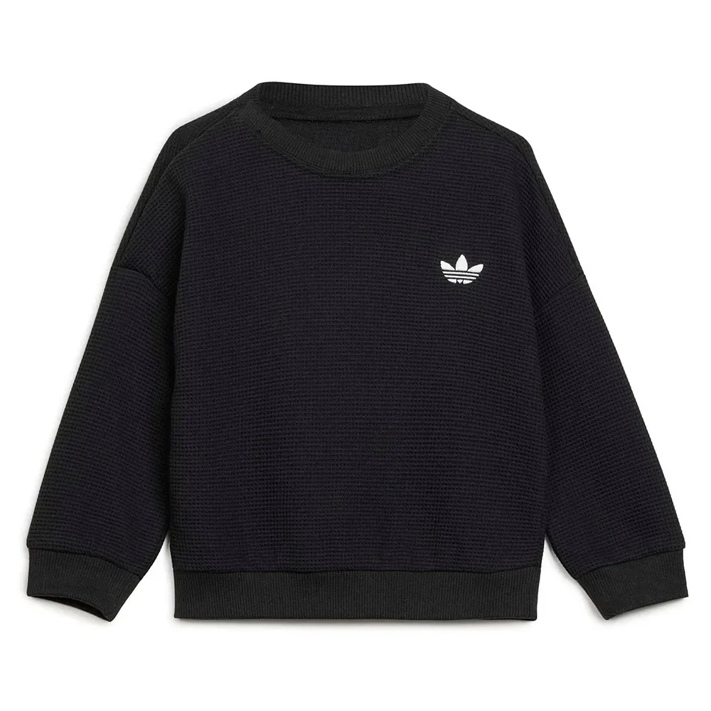 Детский комплект из футера с вафельной текстурой Loose Waffle Sweat Jogger Set Adidas Originals, Black — фото 2