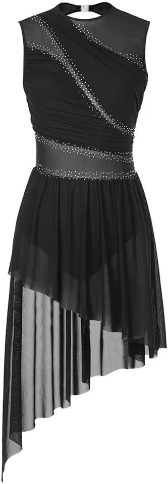 Женское платье для лирического танца с разрезом One Shoulder, Black