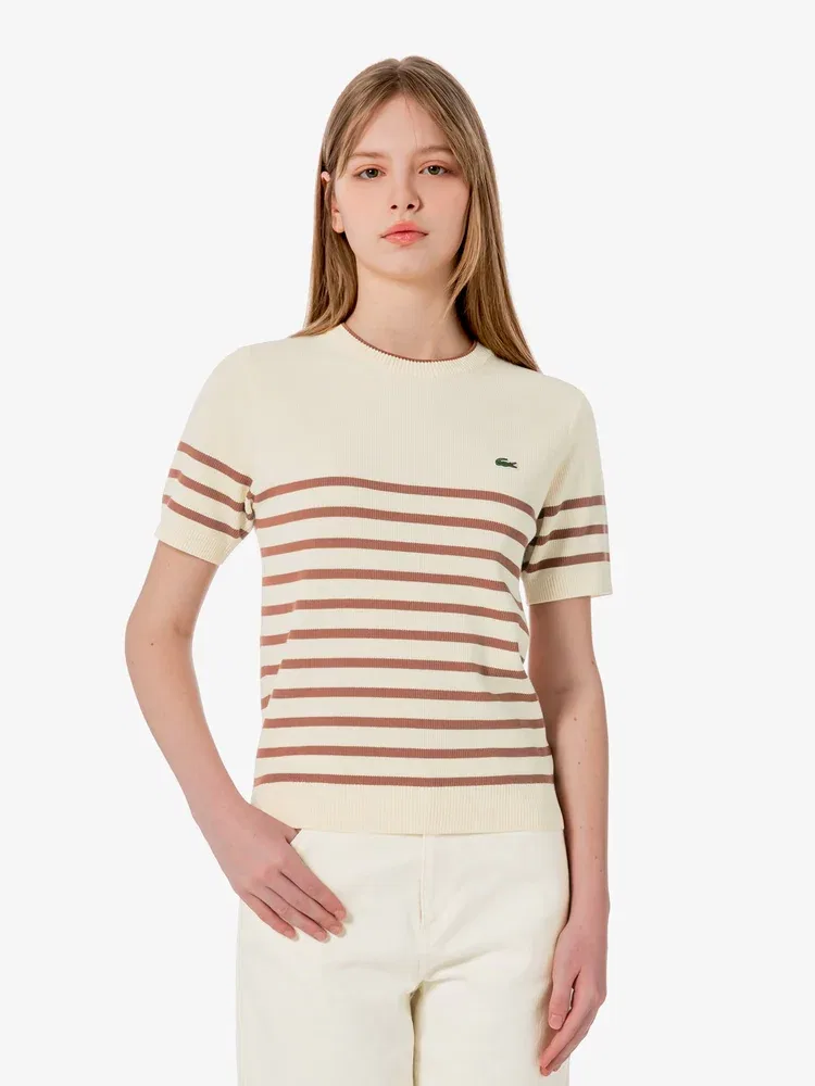 Свитер LACOSTE AF415E, полосатый, Ivory