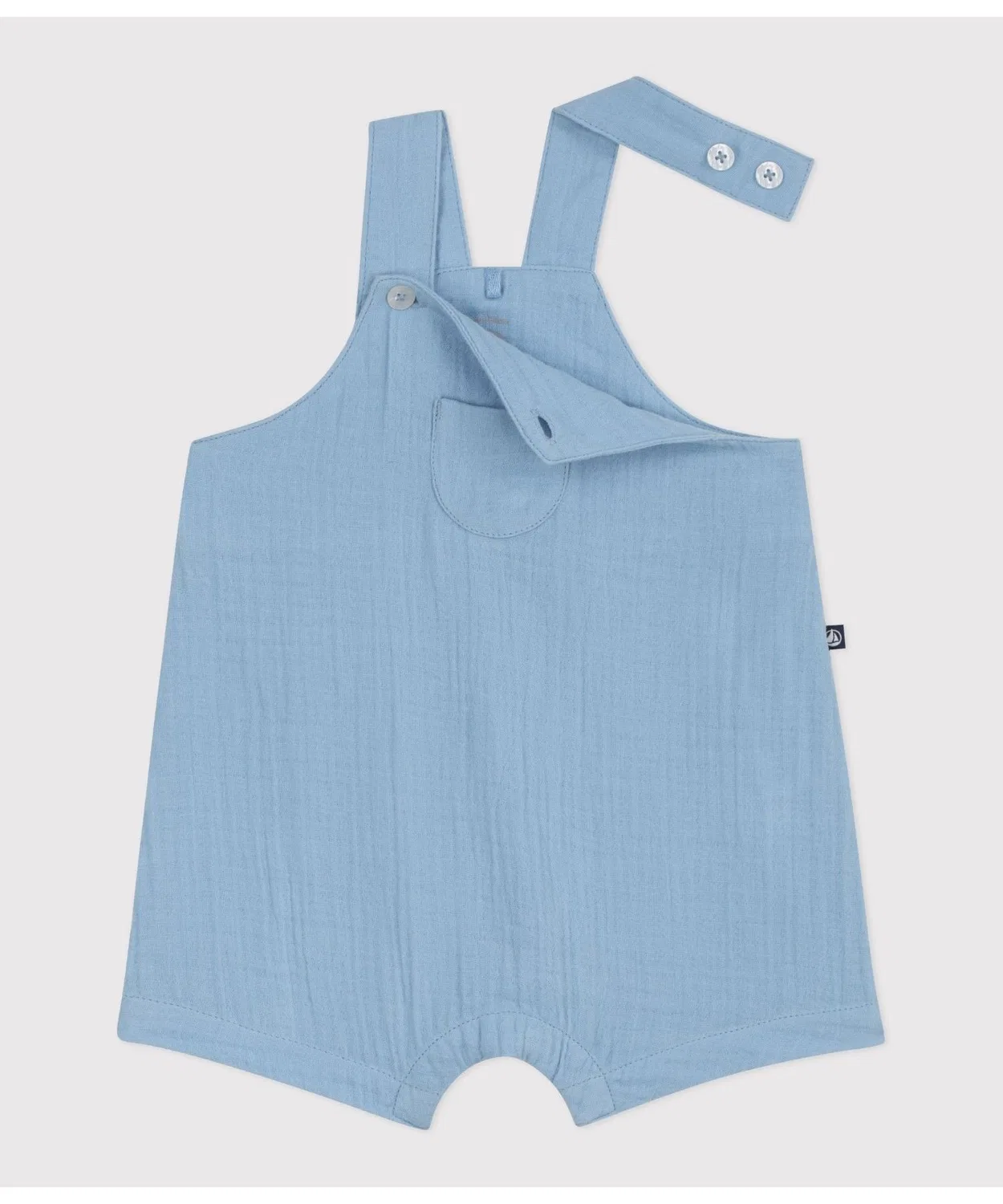 Детский комбинезон-сарафан из двойной марли с моделью PETIT BATEAU, Светло-голубой — фото 2
