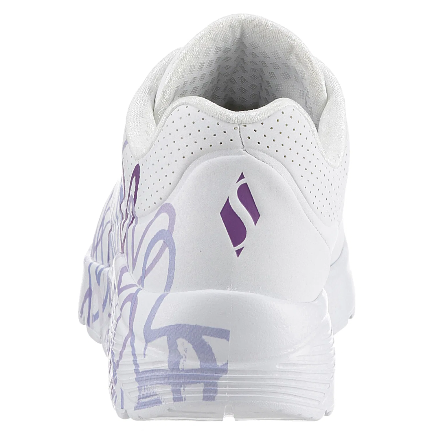 Детские кроссовки на шнуровке с принтом сердечек Skechers, White/Purple — фото 3