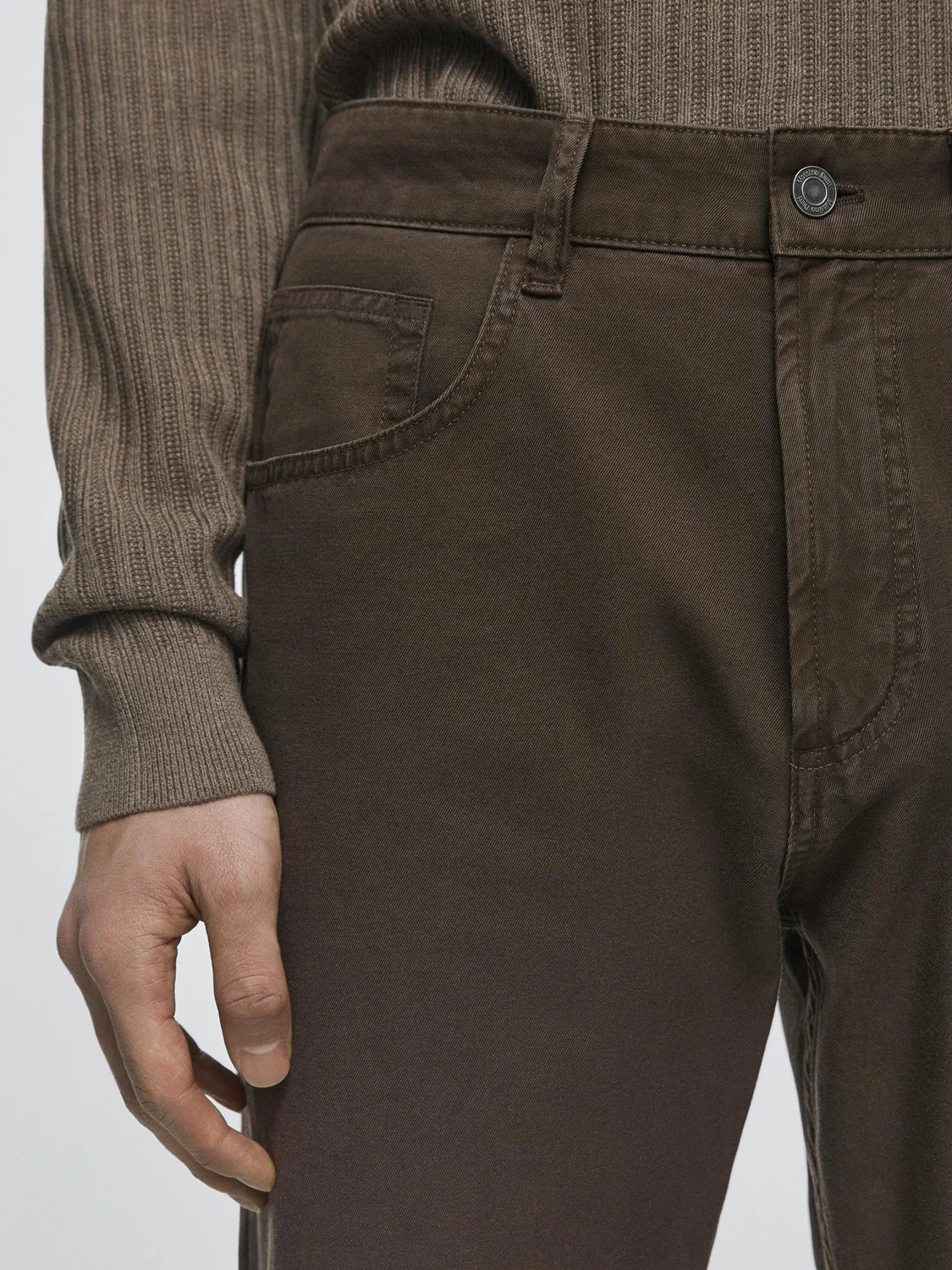 Джинсы свободного кроя Massimo Dutti, коричневый — фото 4