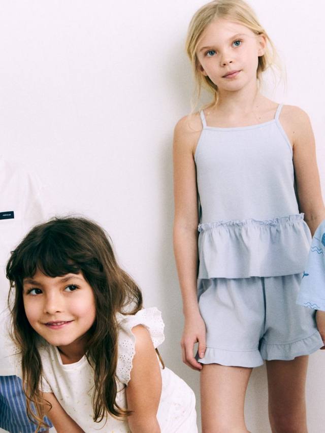 

Детский хлопковый пижамный комплект с цветочным принтом Mango, Natural White