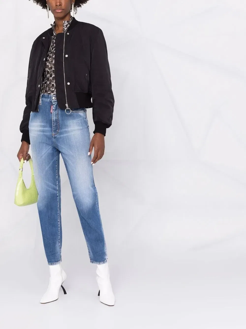 Джинсы Mom с эффектом пертости Dsquared2, синий — фото 2