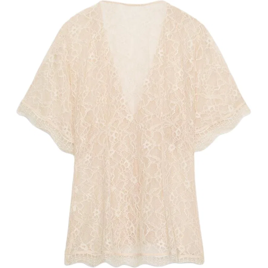 Женская шифоновая блузка с V-образным вырезом Light Pink Red, ZARA — фото 3