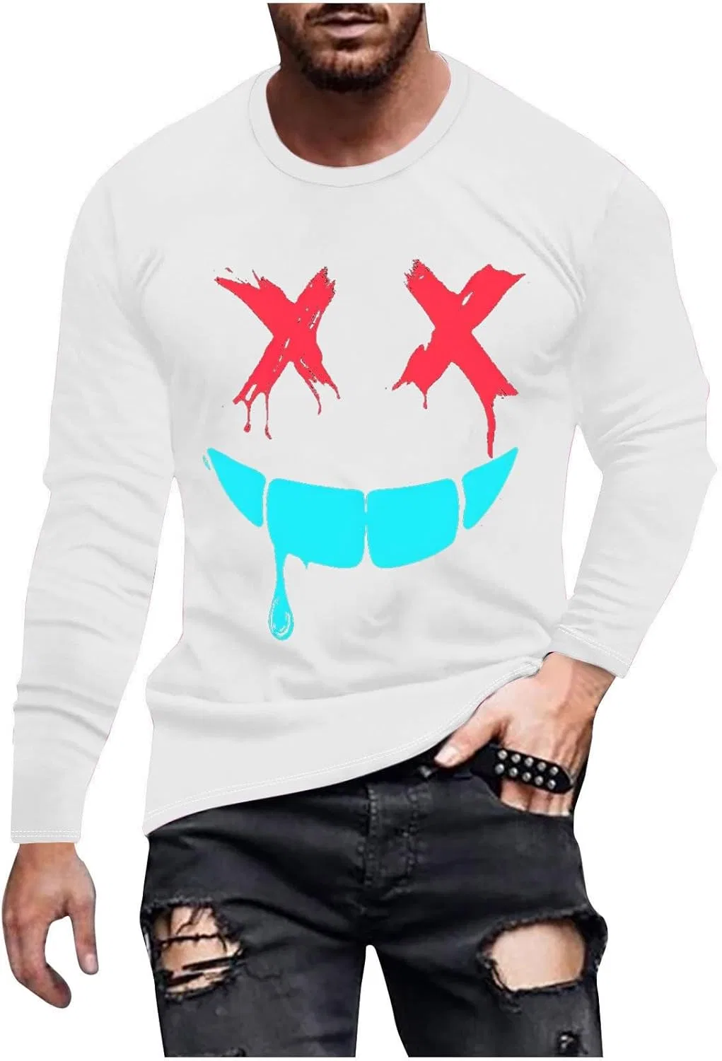 Мужская футболка с граффити X-Eye-Face Dripping Paint, White