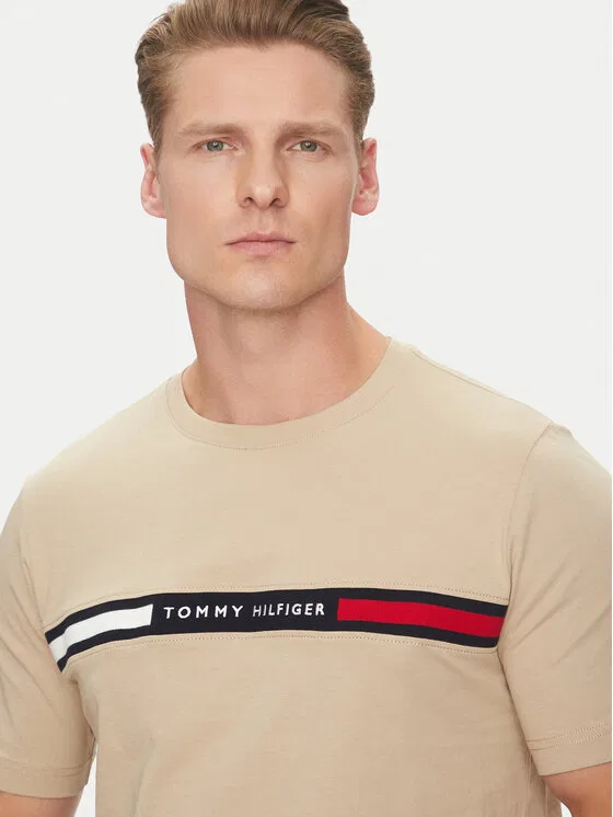Футболка regular fit Chest Insert Tommy Hilfiger, бежевый — фото 4