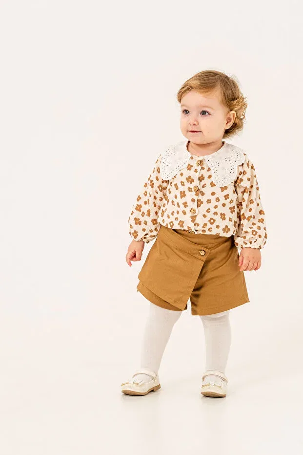 Детский комплект для девочек хлопковый Jnf Kids, Brown — фото 2