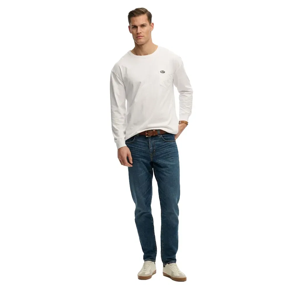 Футболка с длинным рукавом с карманом Superdry, белый — фото 4