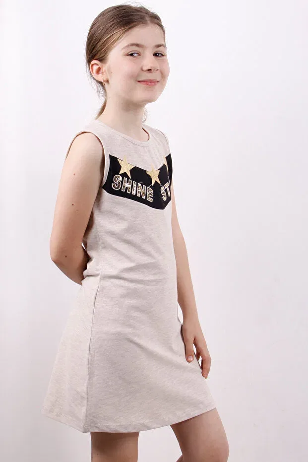 Детское платье для девочек с принтом Star patterned girl's dress gilded Toontoy, Coffee Melange
