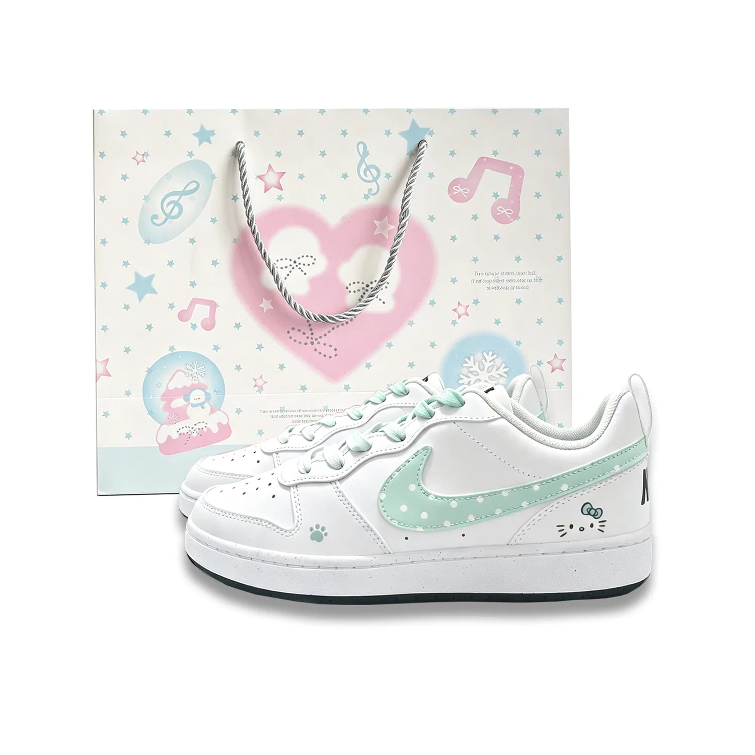 Детские кеды для мальчиков и девочек с принтом Nike Court Borough, Mint Green