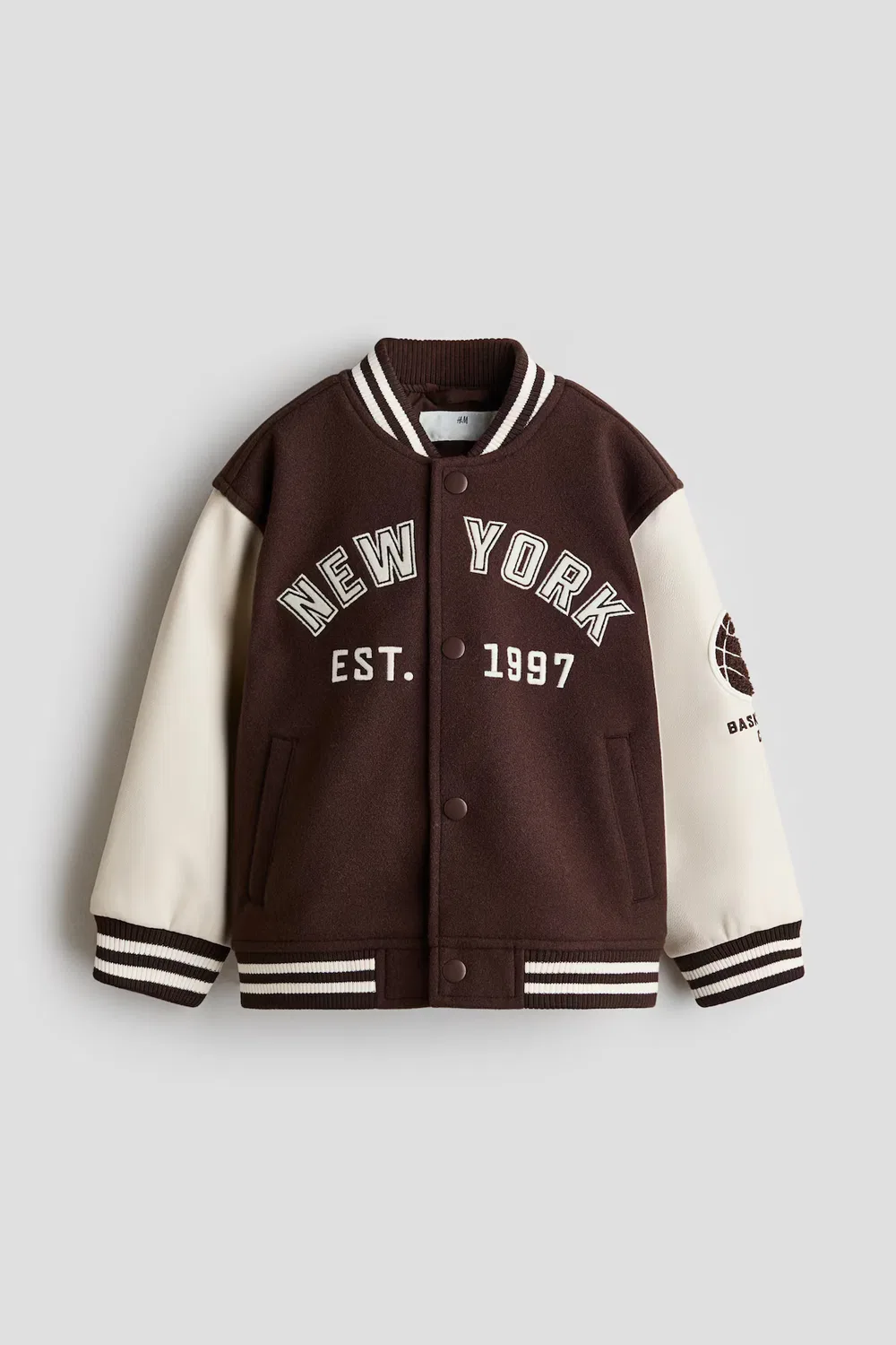 Бейсбольная куртка с рисунками H&M, Dunkelbraun/New York