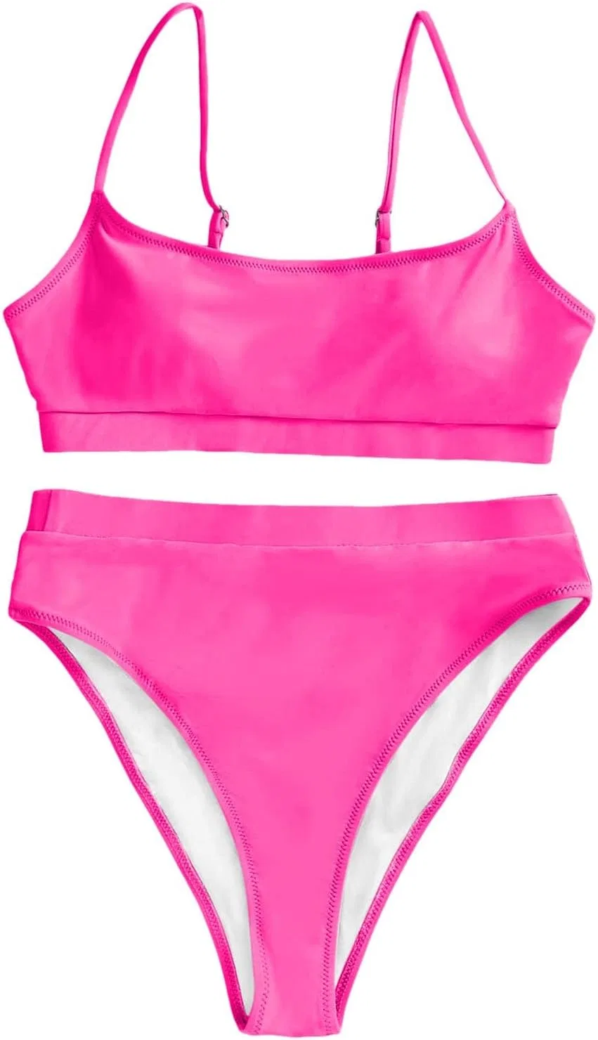 Женский спортивный бикини-комплект с утяжкой живота, Hot Pink — фото 4